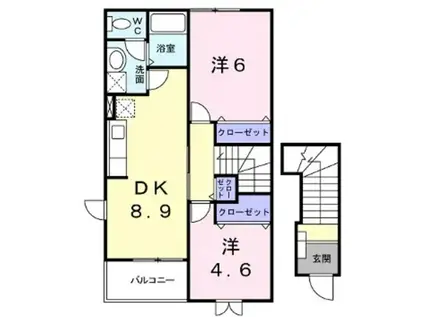 レガートA(2DK/2階)の間取り写真