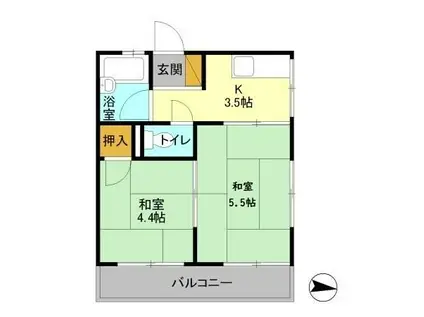 パステルメゾン(2K/2階)の間取り写真