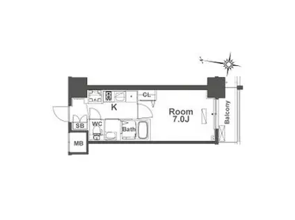 TLRレジデンス本町ウエスト(1K/10階)の間取り写真