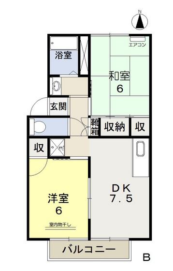 ステラマリス田中A棟(2DK/2階)の間取り写真