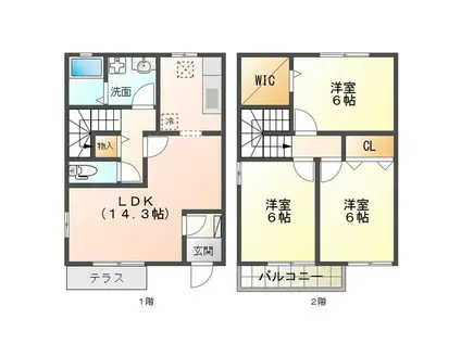 ドミール・カノン(3LDK/1階)の間取り写真