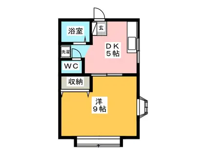 カーサシプレ(1DK/2階)の間取り写真