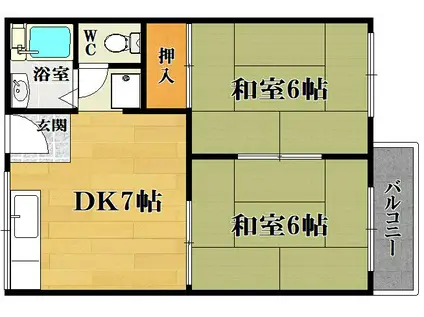 中野ハイツB棟(2DK/2階)の間取り写真