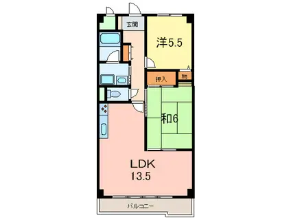 プリメーラリヨンI(2LDK/2階)の間取り写真