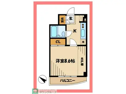 TS GARDEN稲城(1K/1階)の間取り写真