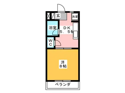 パール II(1DK/2階)の間取り写真