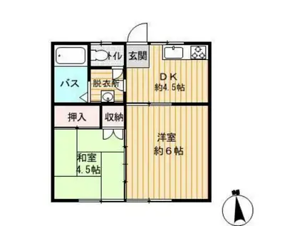 貝アパート(2DK/2階)の間取り写真