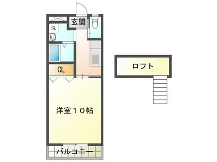 オリーブ千代崎(1K/2階)の間取り写真