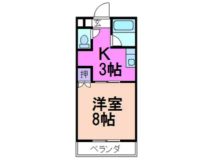 コーポみどりヶ丘(1K/2階)の間取り写真