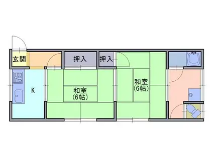 八ノ坪荘(2K/1階)の間取り写真