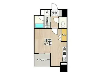 CITY SPIRE 名古屋大須(ワンルーム/8階)の間取り写真