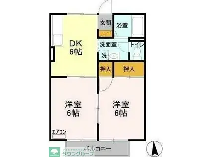 ニューエクセルハイム(2DK/2階)の間取り写真