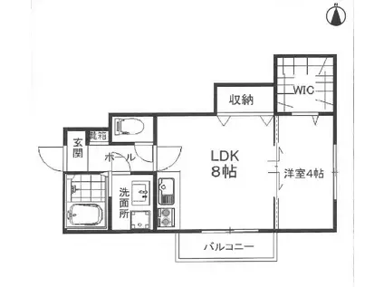 ソレイユビセレクト法蓮町I(1LDK/1階)の間取り写真