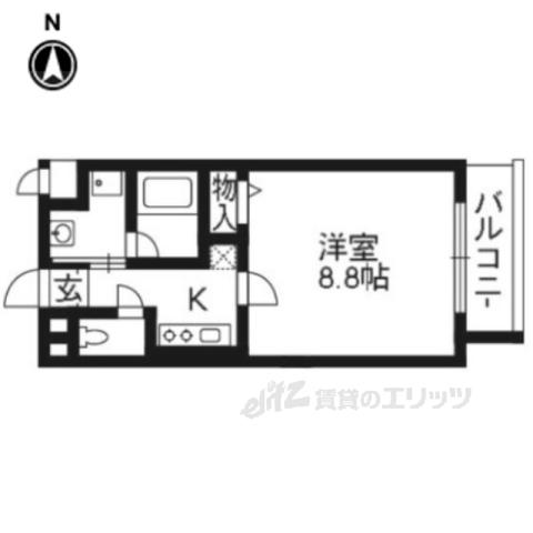 ローズコート花名(1K/1階)の間取り写真