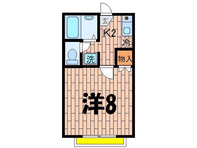 グランデュール上野毛(1K/2階)の間取り写真
