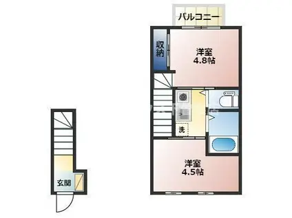 DEAR津田 A棟(2K/2階)の間取り写真