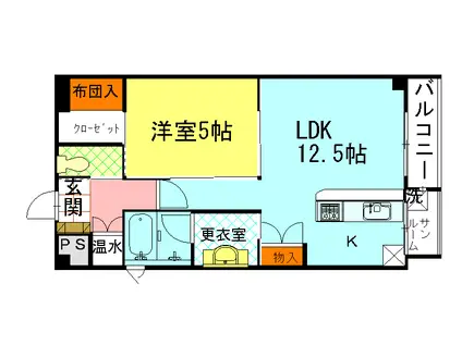 サンシェルマン(1LDK/8階)の間取り写真