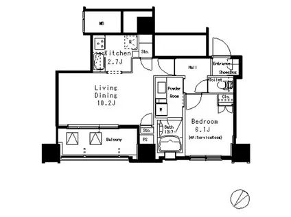 MFPR目黒タワー(1LDK/14階)の間取り写真
