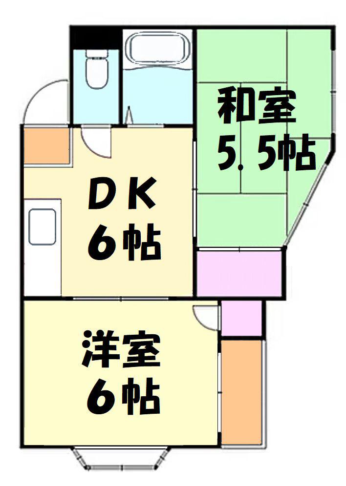 ピュアクレスト前原(2DK/1階)の間取り写真