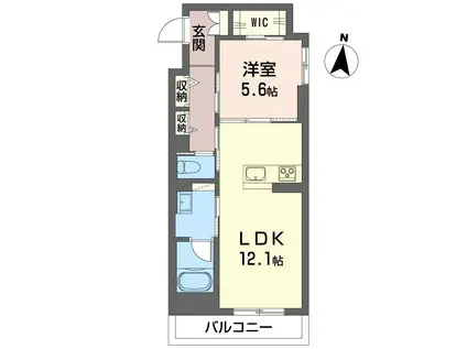 リラフォート飯塚(1LDK/2階)の間取り写真