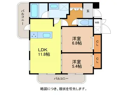 プチアベニュー和田東(2LDK/6階)の間取り写真