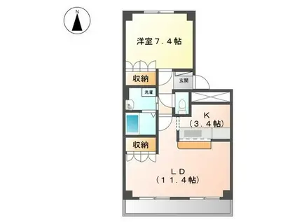 ステイタカダ(1LDK/1階)の間取り写真