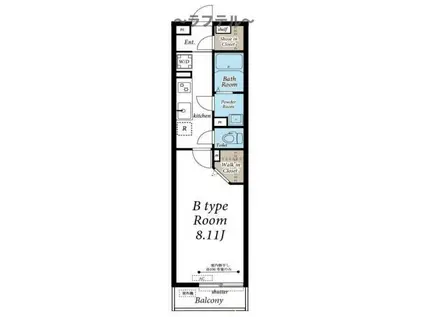 グレイス西所沢III(1K/2階)の間取り写真