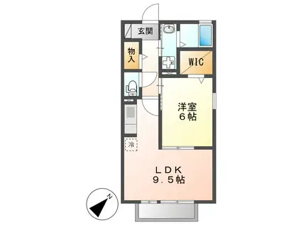 メゾン・ヴェール(1LDK/1階)の間取り写真