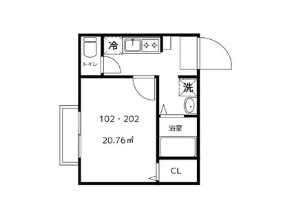 LARIA OMIYA ラーリア大宮(1K/1階)の間取り写真