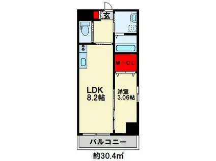 アミターバ(1LDK/4階)の間取り写真