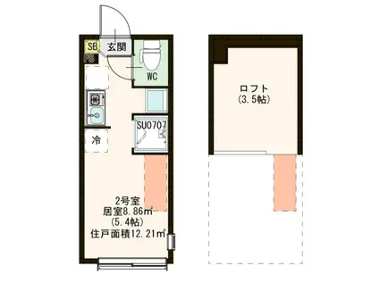 ハーモニーテラス綾瀬VI(ワンルーム/2階)の間取り写真