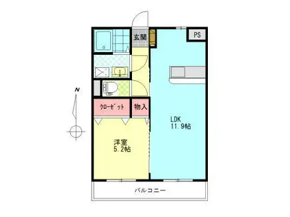 ユーミー奥田(1LDK/2階)の間取り写真