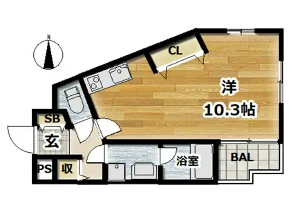 ルミエ月見山(ワンルーム/1階)の間取り写真