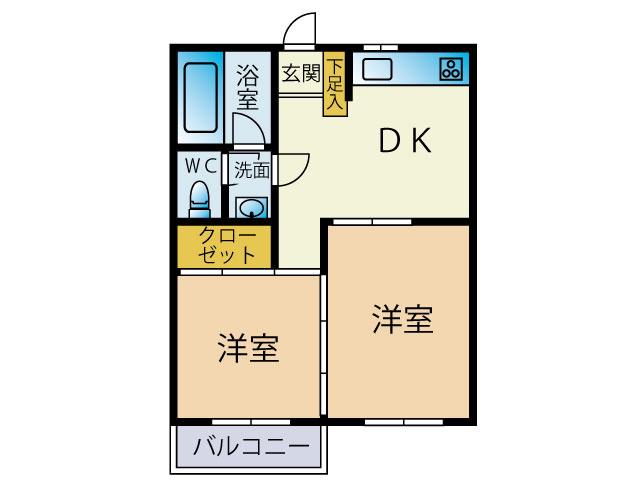ニューハイツ弥永(2DK/3階)の間取り写真