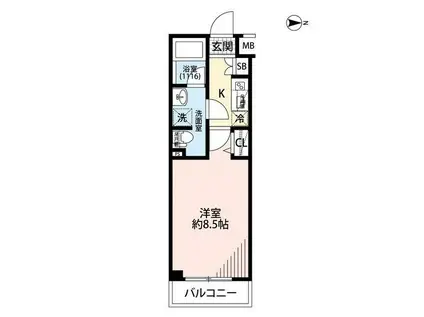 プレール・ドゥーク東雲II(1K/4階)の間取り写真