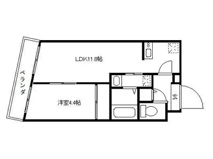 ボナール(1LDK/2階)の間取り写真