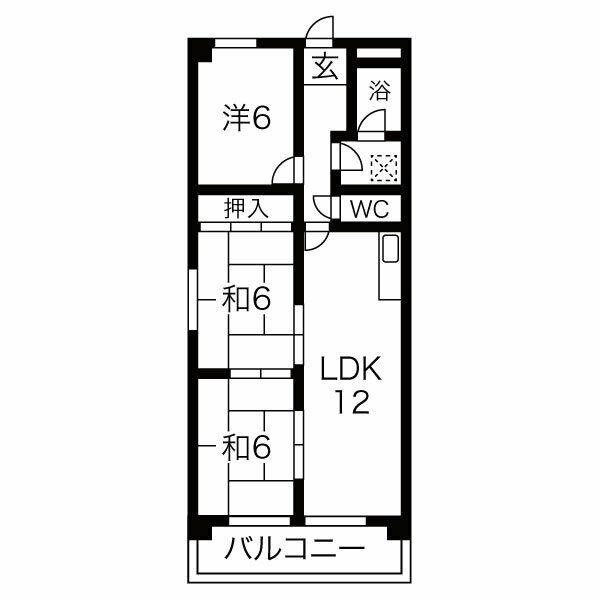 ニュータウン天白(3LDK/2階)の間取り写真