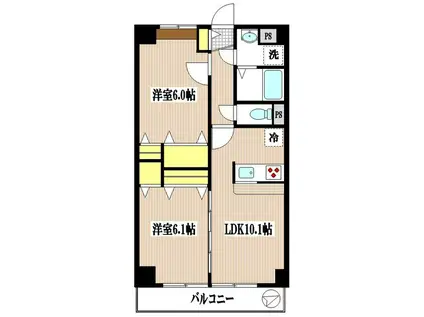 ヴィクトワール(2LDK/2階)の間取り写真