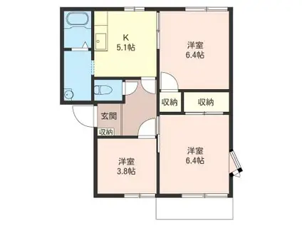 メゾン仲道H棟(3DK/1階)の間取り写真