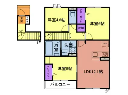 グリーンメゾン柴崎(3LDK/2階)の間取り写真