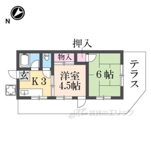 あやめ池パンション(2K/1階)の間取り写真