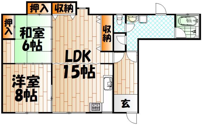 メゾン・デ・プリンセス(2LDK/1階)の間取り写真