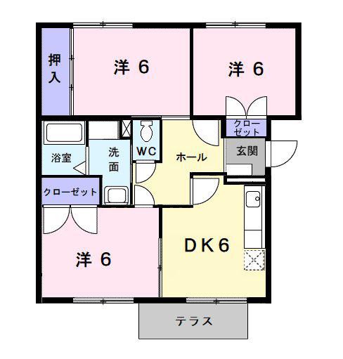 エアポートマルタII(3DK/1階)の間取り写真