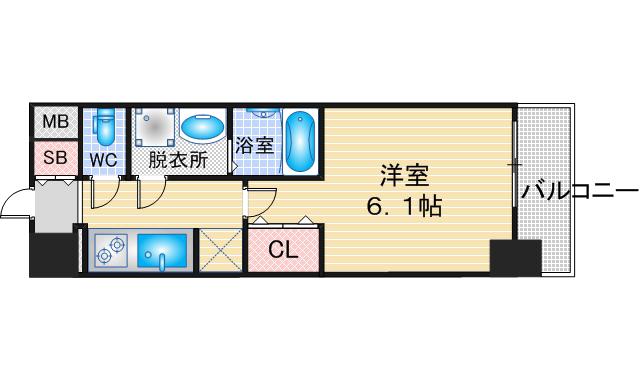 S-RESIDENCE野並駅前BROAD(1K/6階)の間取り写真