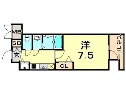 アドバンス三宮グルーブ(1K/9階)の間取り写真