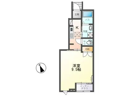 ベルプリュネル(1K/1階)の間取り写真