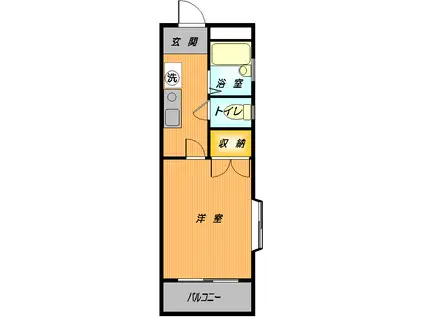 第2オークハイツ(1K/3階)の間取り写真