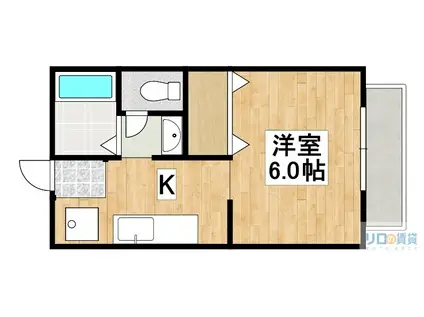 ハビタットセレッソⅣ(1K/2階)の間取り写真