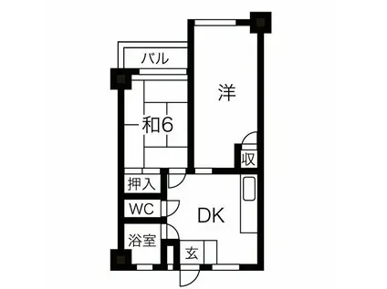 宝第一スカイハイツ(2DK/5階)の間取り写真