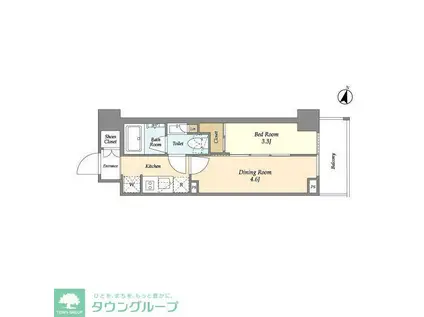 ジオエント山吹神楽坂(1DK/6階)の間取り写真